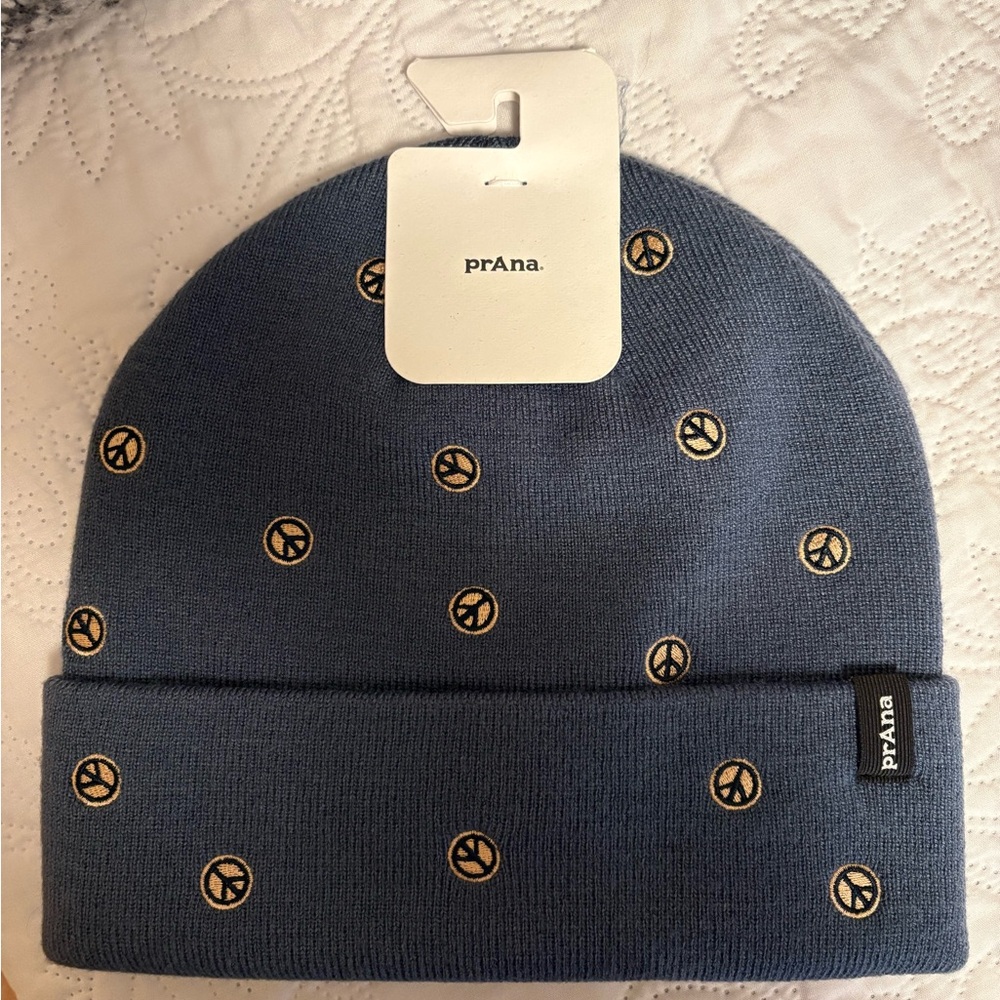 NEW! Prana Beanie with Peace Signs, Unisex